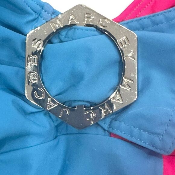 MARC BY MARC JACOBS Pink Blue Halter Color Block Swimsuit Swim Bathing Suit One - Picture 4 of 5